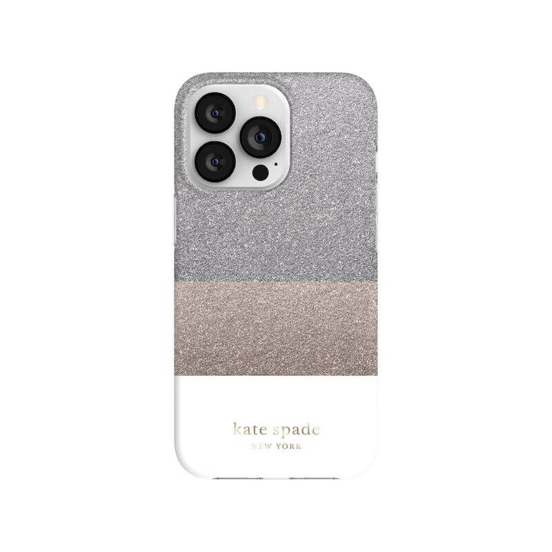 Case Kate Spade NY para iPhone 13 Pro - Bloque Blanco/Plata/Oro/Glitter - Image 2