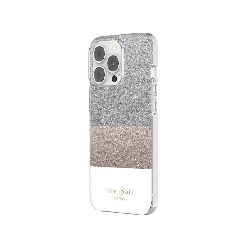 Case Kate Spade NY para iPhone 13 Pro - Bloque Blanco/Plata/Oro/Glitter - Image 3