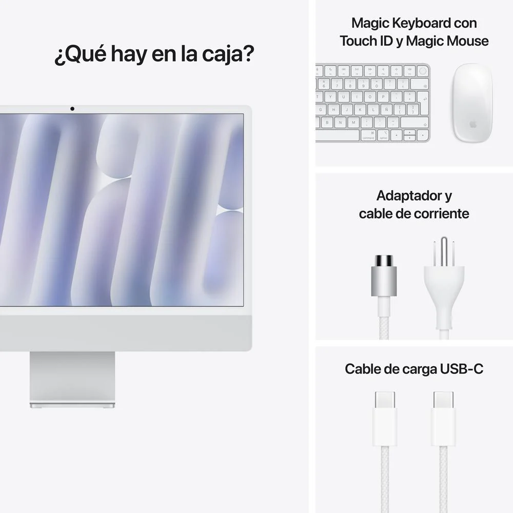 iMac con pantalla Retina 4,5K de 24 pulgadas: Chip M4 de Apple con CPU de 10 núcleos y GPU de 10 núcleos, 512 GB SSD - Plata - Image 9