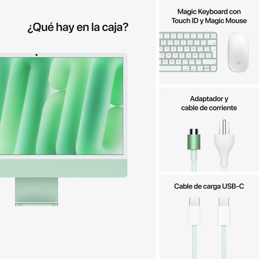 iMac con pantalla Retina 4,5K de 24 pulgadas: Chip M4 de Apple con CPU de 10 núcleos y GPU de 10 núcleos, 256 GB SSD - Verde - Image 9