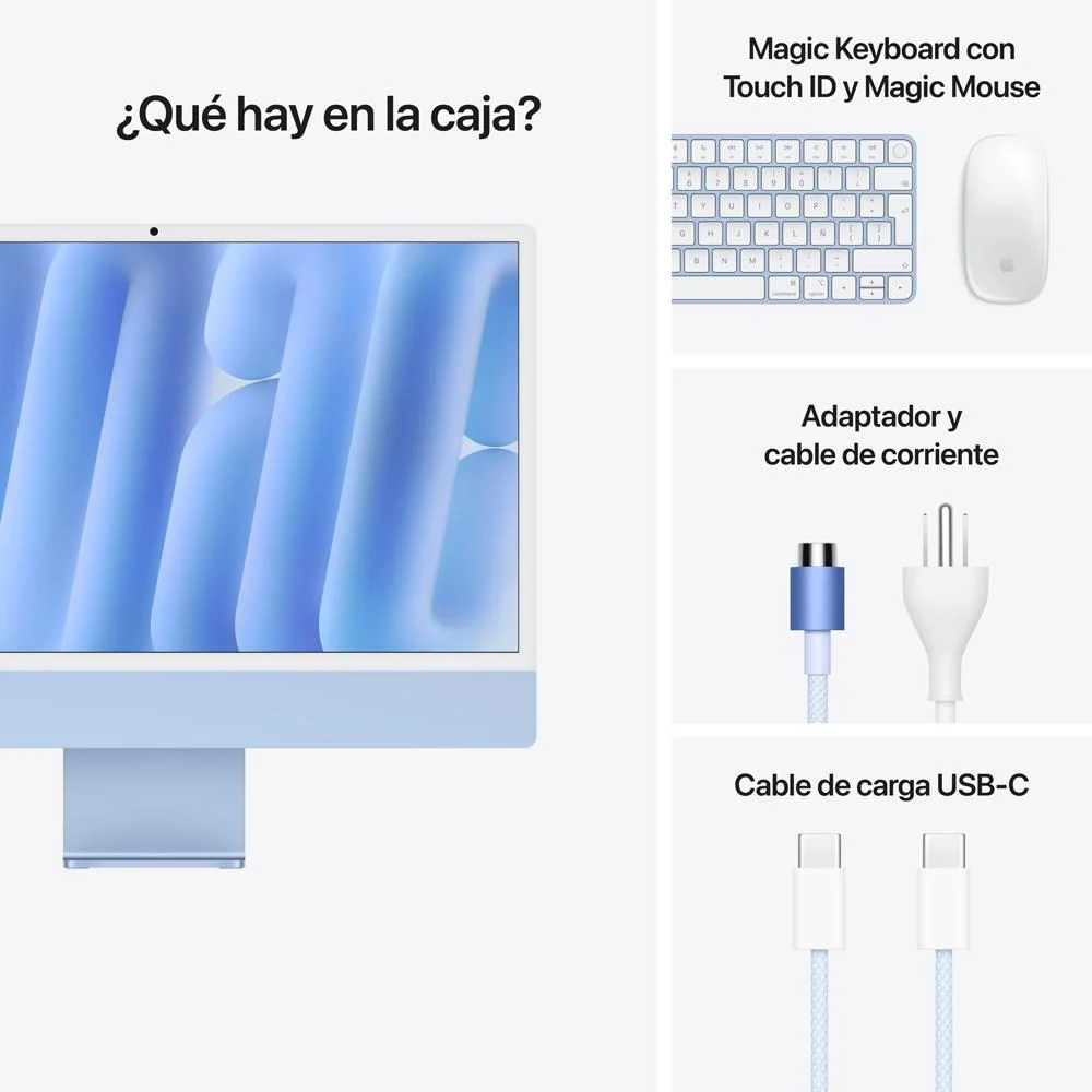 iMac con pantalla Retina 4,5K de 24 pulgadas: Chip M4 de Apple con CPU de 10 núcleos y GPU de 10 núcleos, 512 GB SSD - Azul - Image 9