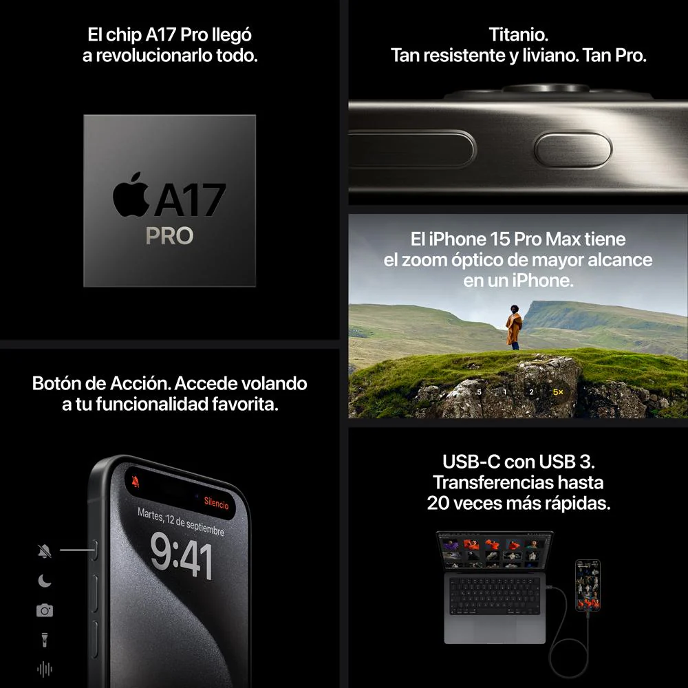 iPhone 15 Pro 256 GB Titanio negro - Image 8