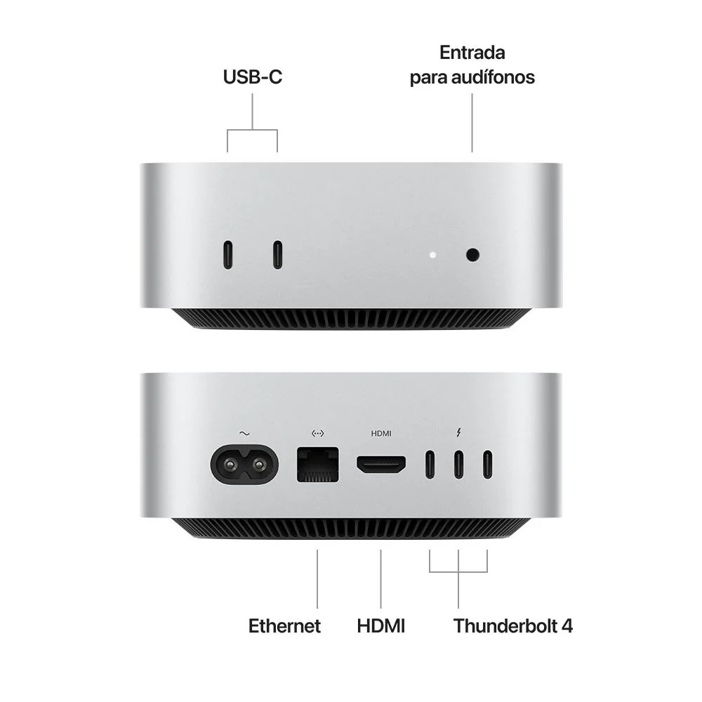 Mac mini: Chip M4 de Apple con CPU de 10 núcleos y GPU de 10 núcleos, 256 GB SSD - Plata - Image 2