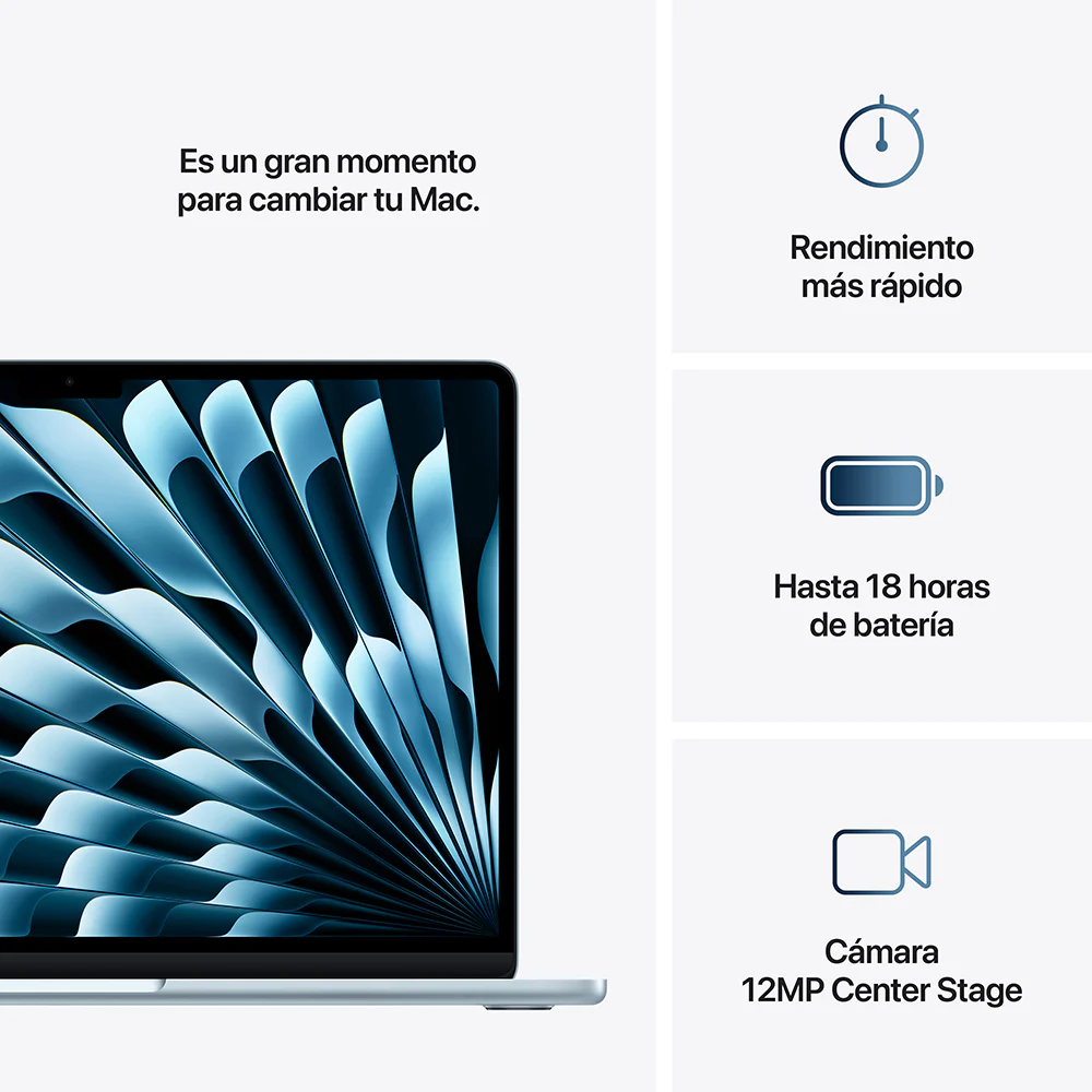 MacBook Air de 13 pulgadas: Chip M4 de Apple con CPU de 10 núcleos y GPU de 8 núcleos, 256 GB SSD - Azul cielo - Image 10