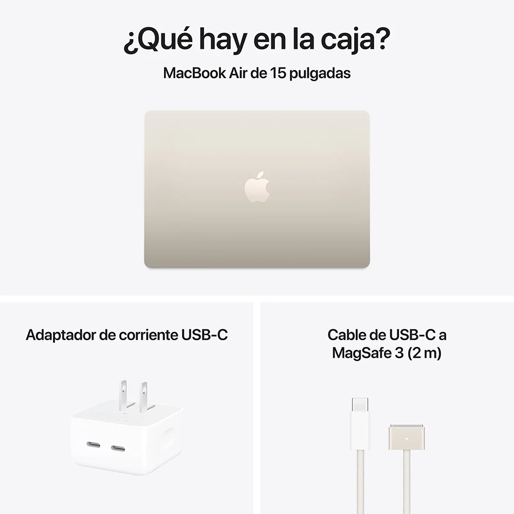 MacBook Air de 15 pulgadas: Chip M4 de Apple con CPU de 10 núcleos y GPU de 10 núcleos, 512 GB SSD - Blanco estrella - Image 11