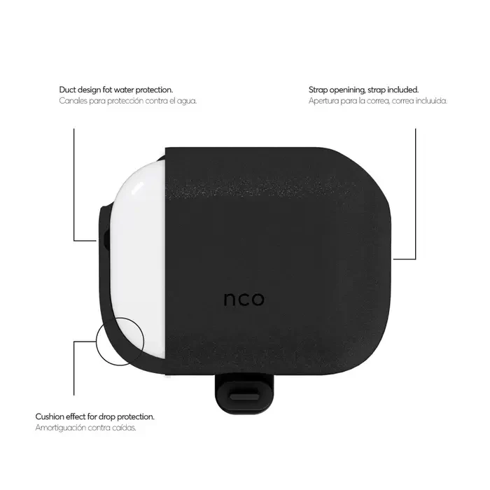 Case NCO SILICON PEARL Para AirPods Pro 2da Generacion - Negro - Image 3