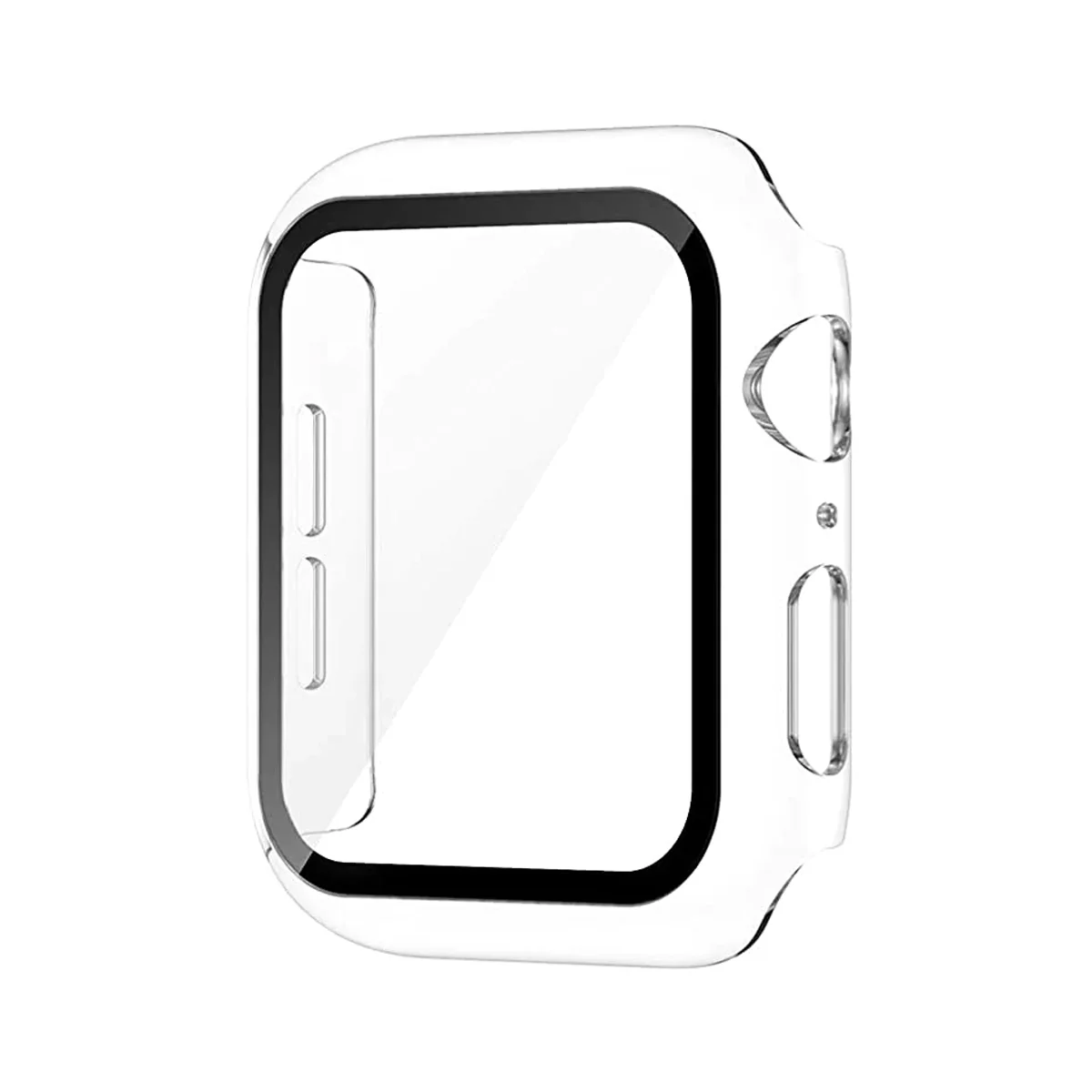 Bómper protector para Apple Watch en cristal y bordes de policarbonato para Apple Watch series SE 42mm, que protege la pantalla de tu Apple Watch ante cualquier golpe y/o caída. fácil y rápida instalación. dos unidades por empaque.
