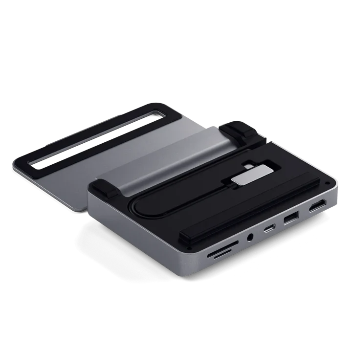 Stand de Aluminio SATECHI HUB 6 en 1 USB-C Para iPad Pro/Air - Gris Espacial - Image 4