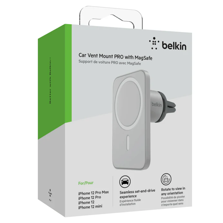Soporte Para Carro Belkin MagSafe Compatible Para Serie iPhone 12 / 13 / 14 - Gris - Image 4