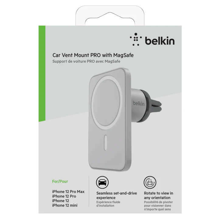 Soporte Para Carro Belkin MagSafe Compatible Para Serie iPhone 12 / 13 / 14 - Gris - Image 5