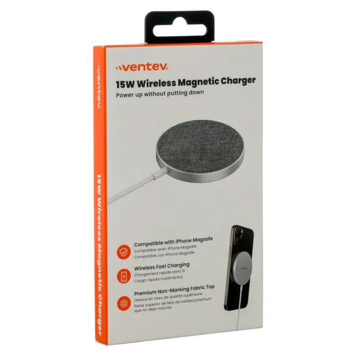 Cargador Magnético Inalámbrico con MagSafe VENTEV de 15W 1 Metro - Gris - Image 4