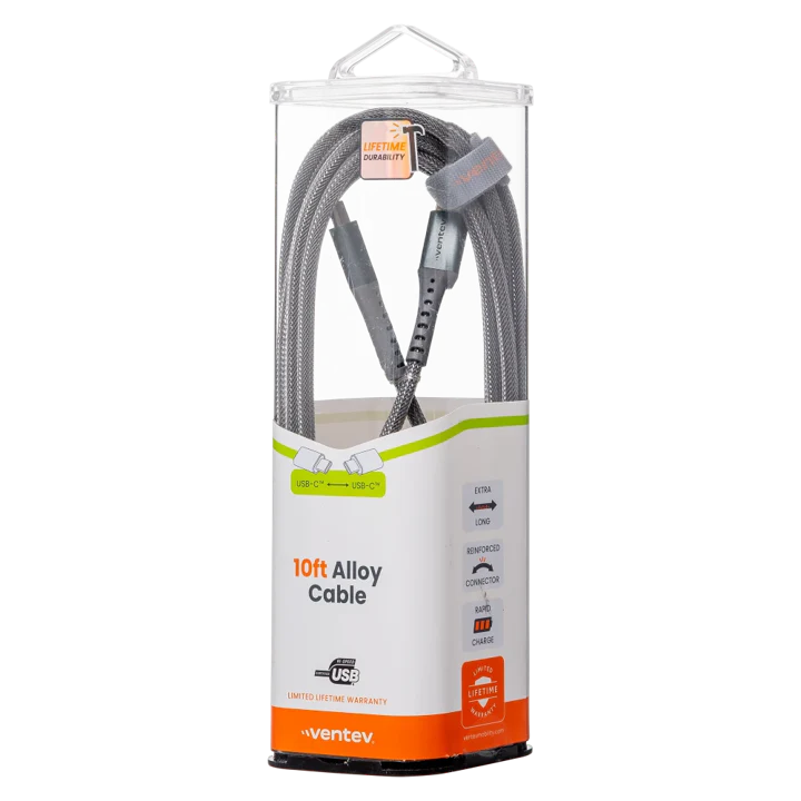 Cable de Aleacion VENTEV USB-C a USB-C 10FT - Acero - Image 4