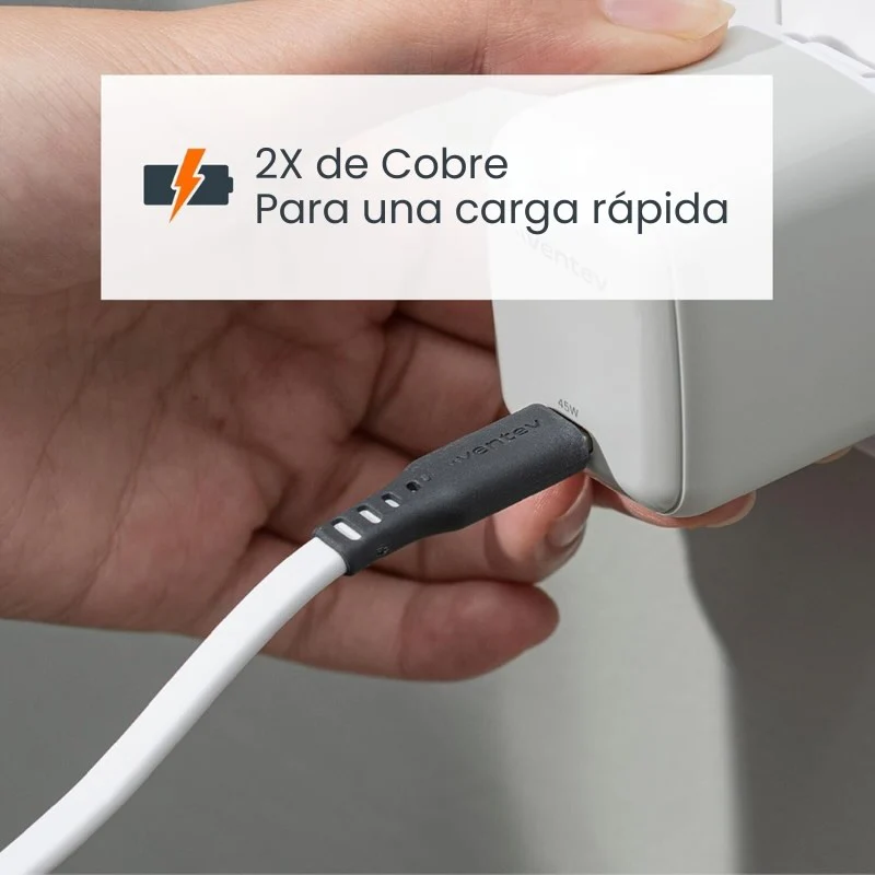 VENTEV FLAT USBC TO  LIGHTNING CABLE 3FT - Image 2